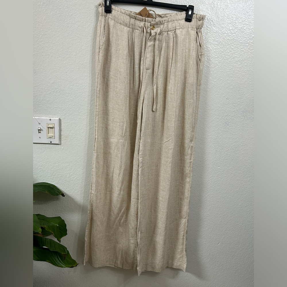 Thread + Supply Cream Paperbag Waist Wide Leg Pant XL